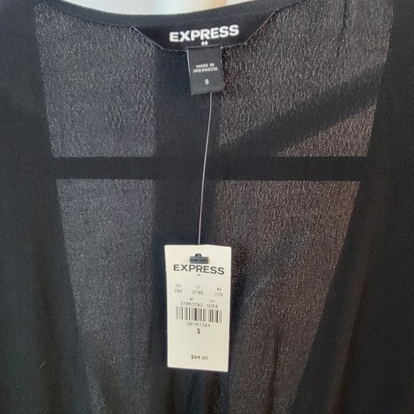 Express Button Down Short Sleeve Maxi Dress Black Size Small - Picture 10 of 10